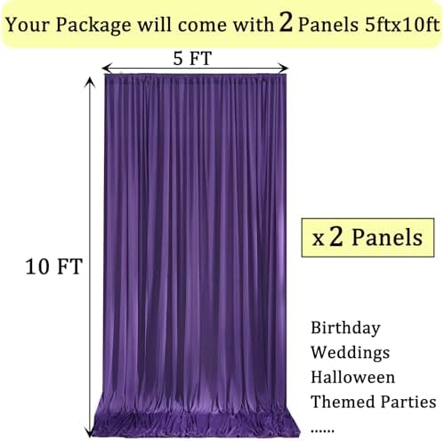 10ft x 10ft Wrinkle Free Purple Backdrop Curtain for Parties, Polyester Backdrop Drapes Panels 2 Panels 5x10ft, alternate