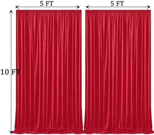 10ft x 10ft Wrinkle Free Red Backdrop Curtains for Parties, Polyester Photo Backdrop Drapes 2 Panels 5x10ft for, alternate