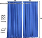 10ft x 10ft Wrinkle Free Royal Blue Backdrop Curtain for Parties, 2 Panels 5x10ft Silky Polyester Blue Photo, alternate view