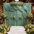 10ft x 10ft Wrinkle Free Sage Green Backdrop Curtains for Parties, Polyester Photo Backdrop Drapes 2 Panels