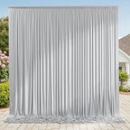 10ft x 10ft Wrinkle Free Silver Backdrop Curtain fpr Parties, Polyester Backdrop Drapes Panels for Wedding Space