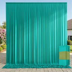 10ft x 10ft Wrinkle Free Turquoise Backdrop Curtains for Parties, Polyester Photo Backdrop Drapes 2 Panels