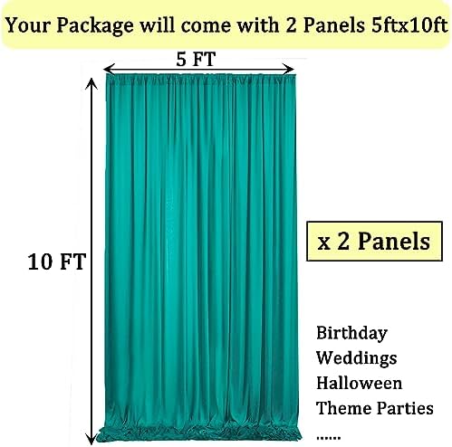 10ft x 10ft Wrinkle Free Turquoise Backdrop Curtains for Parties, Polyester Photo Backdrop Drapes 2 Panels, alternate view 6