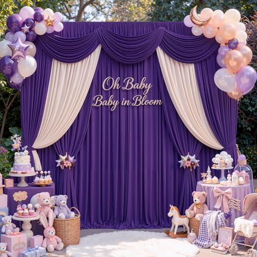 10ft x 12ft Deep Purple Wrinkle-Free Backdrop Curtain for Wedding Parties, Thick Polyester 2 Panels 5x12ft for, alternate