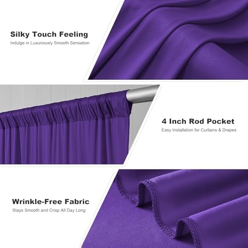 10ft x 12ft Deep Purple Wrinkle-Free Backdrop Curtain for Wedding Parties, Thick Polyester 2 Panels 5x12ft for, alternate