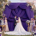 10ft x 12ft Deep Purple Wrinkle-Free Backdrop Curtain for Wedding Parties, Thick Polyester 2 Panels 5x12ft for, alternate