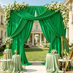 10ft x 12ft Green Wrinkle-Free Backdrop Curtain for Wedding Parties, Thick Polyester 2 Panels 5x12ft for Wedding, alternate
