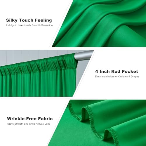 10ft x 12ft Green Wrinkle-Free Backdrop Curtain for Wedding Parties, Thick Polyester 2 Panels 5x12ft for Wedding, alternate