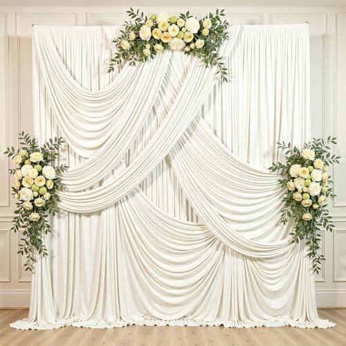 10ft x 12ft Ivory Backdrop Curtains, 2 Panels 12FT Long Drapes for Backdrop, alternate view 6