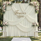 10ft x 12ft Ivory Wrinkle-Free Backdrop Curtain for Wedding Parties, Thick Polyester 2 Panels 5x12ft for Wedding