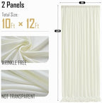10ft x 12ft Ivory Wrinkle-Free Backdrop Curtain for Wedding Parties, Thick Polyester 2 Panels 5x12ft for Wedding, alternate
