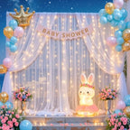 10ft x 12ft White Tulle Backdrop Curtain with Lights String for Parties Wedding Bridal Shower Sheer White, alternate view 2