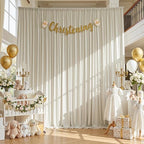 10ft x 15ft Beige Backdrop Curtain for Wedding Party 2 Panels 5x15ft Wrinkle Free Silky Polyester Backdrop, alternate view 5