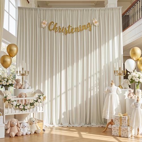 10ft x 15ft Beige Backdrop Curtain for Wedding Party 2 Panels 5x15ft Wrinkle Free Silky Polyester Backdrop, alternate view 5