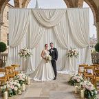 10ft x 15ft Beige Backdrop Curtain for Wedding Party 2 Panels 5x15ft Wrinkle Free Silky Polyester Backdrop, alternate view 6