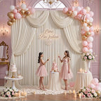 10ft x 15ft Beige Backdrop Curtains for Wedding Parties, 2 Panels Extra Long Wrinkle Free Fabric Drapes Photo, alternate view