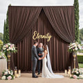 10ft x 15ft Brown Backdrop Curtain for Wedding Party 2 Panels 5x15ft Wrinkle Free Silky Polyester Backdrop