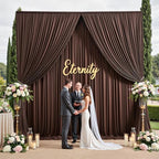 10ft x 15ft Brown Backdrop Curtain for Wedding Party 2 Panels 5x15ft Wrinkle Free Silky Polyester Backdrop