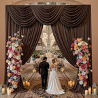 10ft x 15ft Brown Backdrop Curtain for Wedding Party 2 Panels 5x15ft Wrinkle Free Silky Polyester Backdrop, alternate view 5