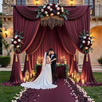 10ft x 15ft Burgundy Backdrop Curtains for Wedding Parties, 2 Panels Extra Long Wrinkle Free Fabric Drapes Photo, alternate