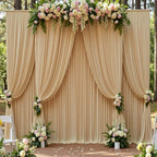 10ft x 15ft Champagne Backdrop Curtain for Wedding Party 2 Panels 5x15ft Wrinkle Free Silky Polyester Backdrop