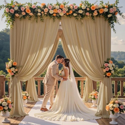 10ft x 15ft Champagne Backdrop Curtain for Wedding Party 2 Panels 5x15ft Wrinkle Free Silky Polyester Backdrop, alternate