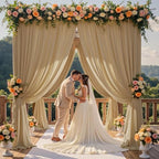 10ft x 15ft Champagne Backdrop Curtain for Wedding Party 2 Panels 5x15ft Wrinkle Free Silky Polyester Backdrop, alternate