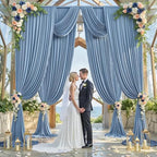 10ft x 15ft Dusty Blue Backdrop Curtain for Wedding Party 2 Panels 5x15ft Wrinkle Free Silky Polyester Backdrop, alternate