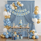 10ft x 15ft Dusty Blue Backdrop Curtain for Wedding Party 2 Panels 5x15ft Wrinkle Free Silky Polyester Backdrop, alternate