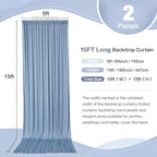 10ft x 15ft Dusty Blue Backdrop Curtain for Wedding Party 2 Panels 5x15ft Wrinkle Free Silky Polyester Backdrop, alternate