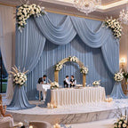 10ft x 15ft Dusty Blue Backdrop Curtains for Wedding Parties, 2 Panels Extra Long Wrinkle Free Fabric Drapes, alternate view