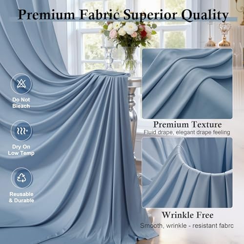 10ft x 15ft Dusty Blue Backdrop Curtains for Wedding Parties, 2 Panels Extra Long Wrinkle Free Fabric Drapes, alternate view