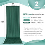 10ft x 15ft Hunter Green Backdrop Curtain for Wedding Party 2 Panels 5x15ft Wrinkle Free Silky Polyester, alternate view 3