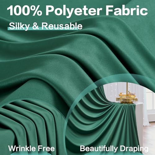 10ft x 15ft Hunter Green Backdrop Curtain for Wedding Party 2 Panels 5x15ft Wrinkle Free Silky Polyester, alternate view 6