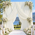 10ft x 15ft Ivory Backdrop Curtain for Wedding Party 2 Panels 5x15ft Wrinkle Free Silky Polyester Backdrop
