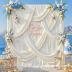 10ft x 15ft Ivory Backdrop Curtains, 2 Panels 15FT Long Drapes for Backdrop, alternate view 3