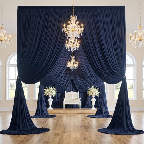 10ft x 15ft Navy Blue Backdrop Curtain for Wedding Party 2 Panels 5x15ft Wrinkle Free Silky Polyester Backdrop, alternate