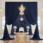 10ft x 15ft Navy Blue Backdrop Curtain for Wedding Party 2 Panels 5x15ft Wrinkle Free Silky Polyester Backdrop, alternate