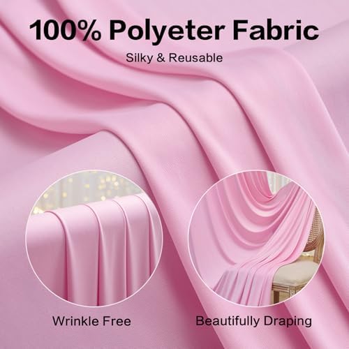 10ft x 15ft Pink Backdrop Curtain for Wedding Party 2 Panels 5x15ft Wrinkle Free Silky Polyester Backdrop Drapes, alternate