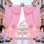 10ft x 15ft Pink Backdrop Curtain for Wedding Party 2 Panels 5x15ft Wrinkle Free Silky Polyester Backdrop Drapes, alternate