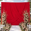 10ft x 15ft Red Backdrop Curtain for Wedding Party 2 Panels 5x15ft Wrinkle Free Silky Polyester Backdrop Drapes