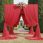 10ft x 15ft Red Backdrop Curtain for Wedding Party 2 Panels 5x15ft Wrinkle Free Silky Polyester Backdrop Drapes, alternate