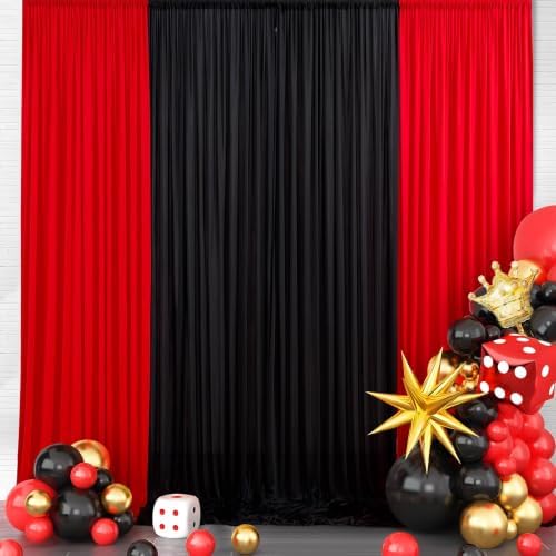 10ft x 15ft Red Backdrop Curtain for Wedding Party 2 Panels 5x15ft Wrinkle Free Silky Polyester Backdrop Drapes, alternate