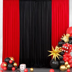 10ft x 15ft Red Backdrop Curtain for Wedding Party 2 Panels 5x15ft Wrinkle Free Silky Polyester Backdrop Drapes, alternate