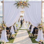 10ft x 15ft White Backdrop Curtain for Wedding Party 2 Panels 5x15ft Wrinkle Free Silky Polyester Backdrop, alternate view 2
