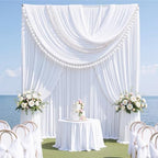 10ft x 15ft White Backdrop Curtains for Wedding Parties, 2 Panels Wrinkle Free Fabric Drapes Photo Back Drop
