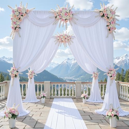 10ft x 15ft White Backdrop Curtains for Wedding Parties, 2 Panels Wrinkle Free Fabric Drapes Photo Back Drop, alternate view