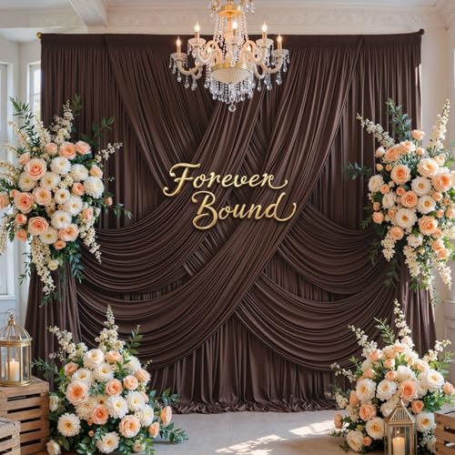 10FT x 15FT Wrinkle-Free Brown Backdrop Curtains for Wedding, 2 Panels Brown Fabric Photo Background Drapes for, alternate