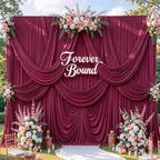 10FT x 15FT Wrinkle-Free Burgundy Backdrop Curtains for Wedding, 2 Panels Burgundy Fabric Photo Background, alternate view 3