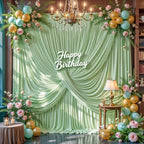 10FT x 15FT Wrinkle-Free Sage Green Backdrop Curtains for Wedding, 2 Panels Sage Green Fabric Photo Background, alternate